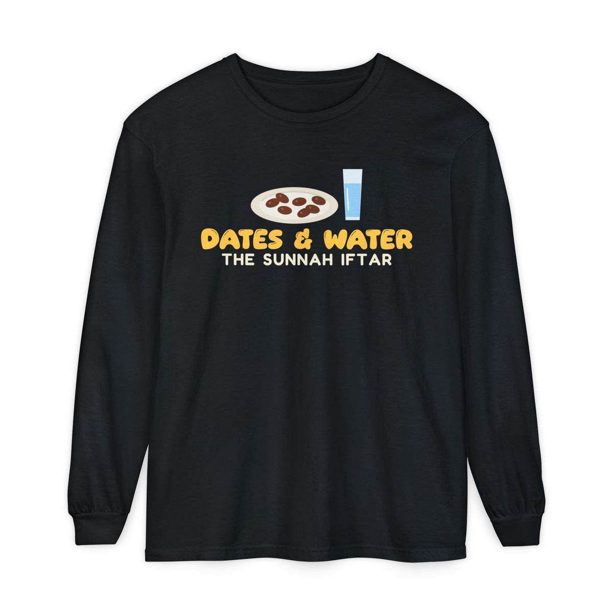 Dates and Water Sunnah Iftar Heavyweight Long Sleeve Shirt in Black – AdabStars