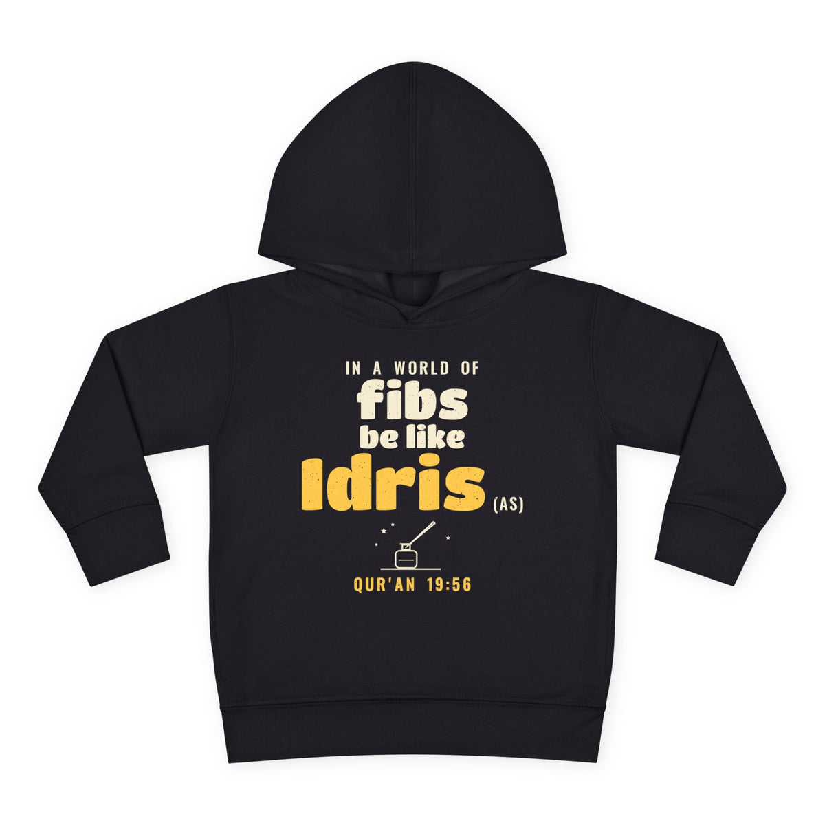 Be Like Idris (AS) Toddler Hoodie in Black, front and back print – AdabStars