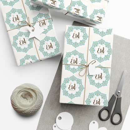 Wrapping Paper - Eid Mubarak Islamic Art Crescent Moon Stars Floral and Masjid Gift Wrap Papers