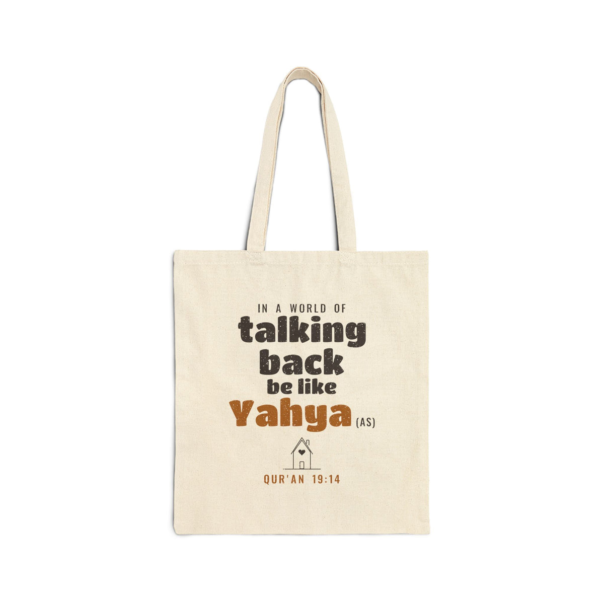 Be Like Yahya (AS) Double-Sided Tote Bag | Prophet Yahya (John) Respect for Parents Story, Qur'an 19:12-14 on the Back | AdabStars