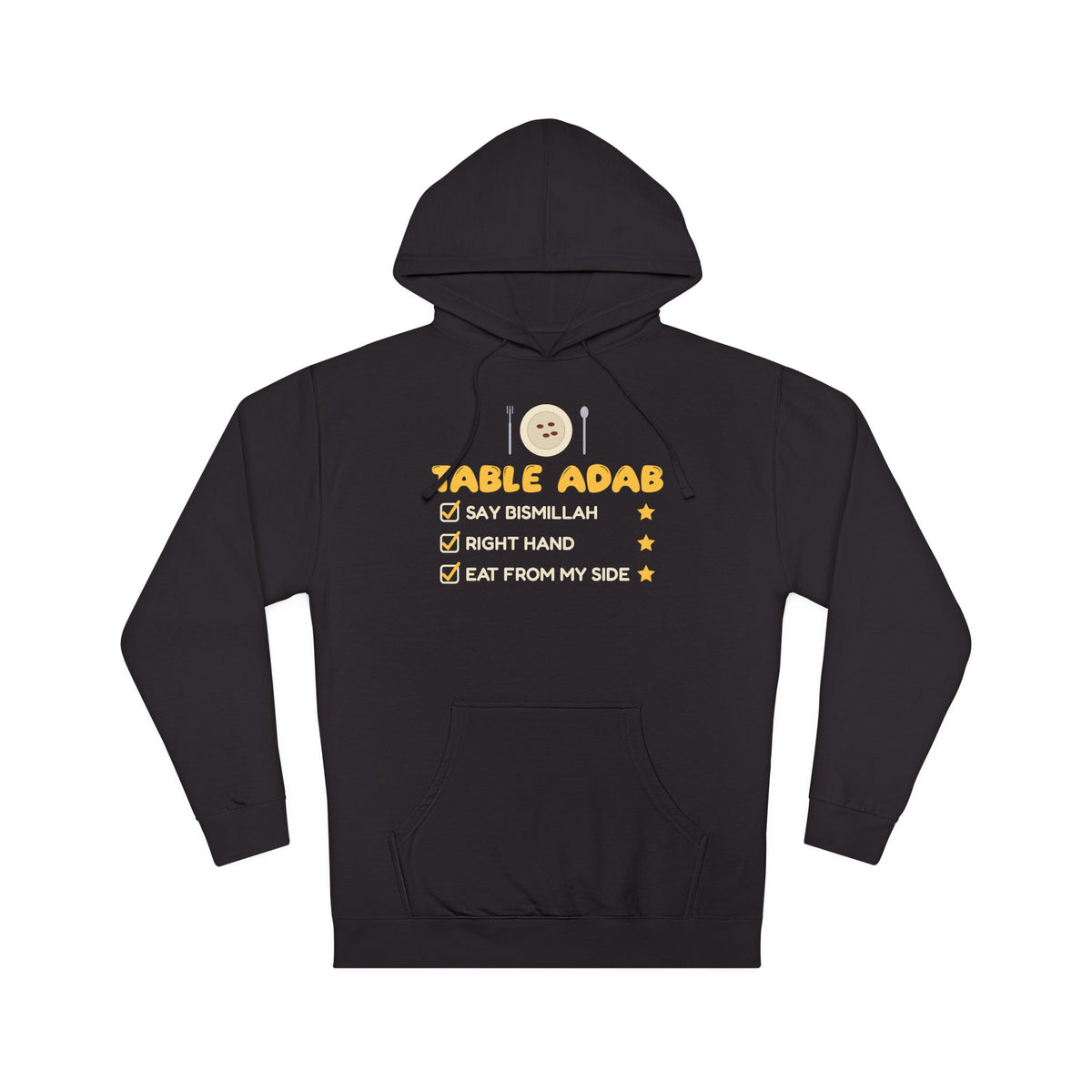Table Adab Islamic Hoodie | Kids Islamic Eating Manners Bismillah Right Hand | AdabStars Islamic Kids Apparel