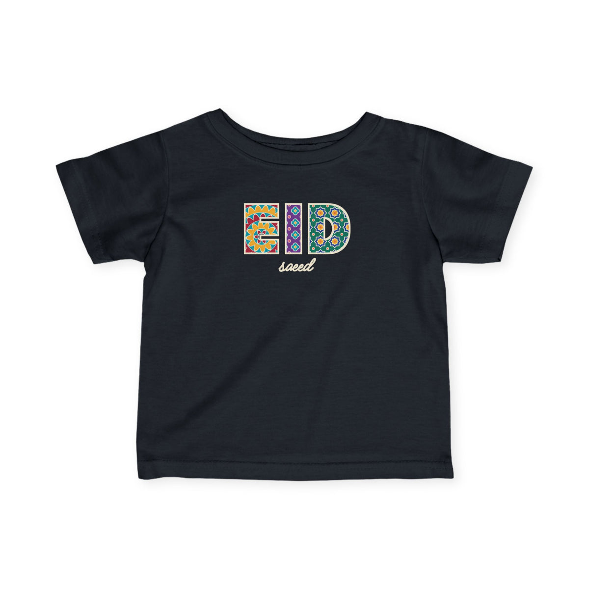 Eid Saeed Patterned Letters Baby T-Shirt in Black – AdabStars