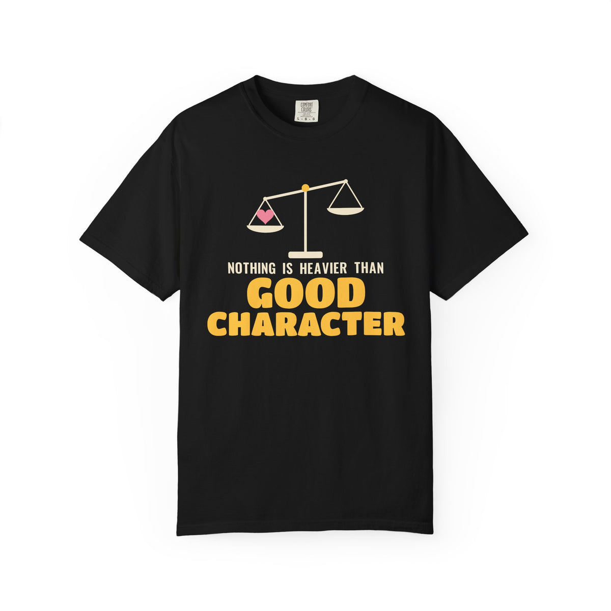 Heavier Than Good Character Ramadan Heavyweight Tee | Islamic Good Character Nothing Is Heavier Balance Scale | AdabStars Islamic Apparel