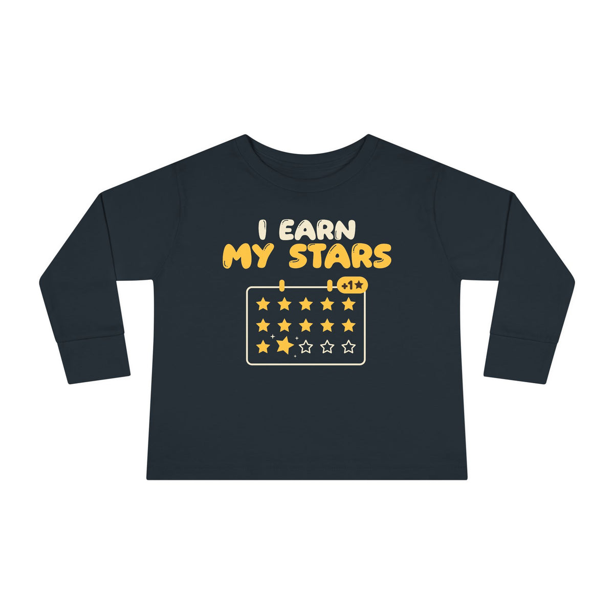 I Earn My Stars Islamic Toddler Toddler Long Sleeve Shirt in Black – AdabStars