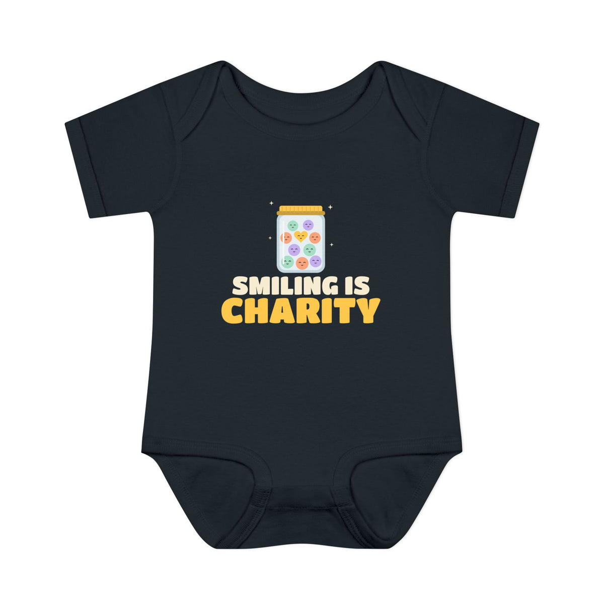 Smiling Is Charity Jar Islamic Baby Bodysuit in Black – AdabStars