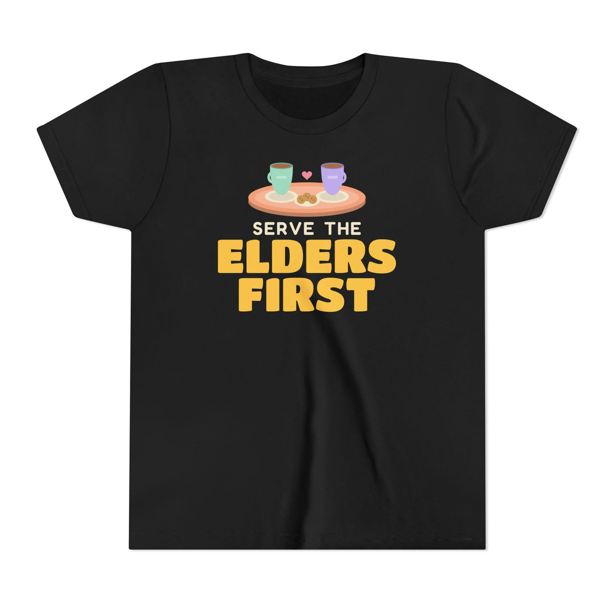 Elders First Ramadan Kids Tee | Adab Kids Serve The Elders First Respect Tea Tray Muslim | AdabStars Islamic Kids Apparel