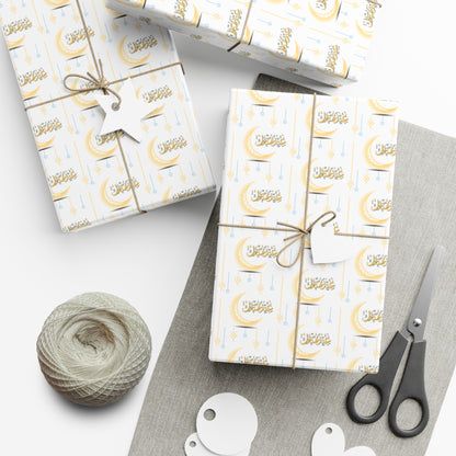 Wrapping Paper - Eid Mubarak in Arabic Crescent Moon and Stars Gift Wrap Papers