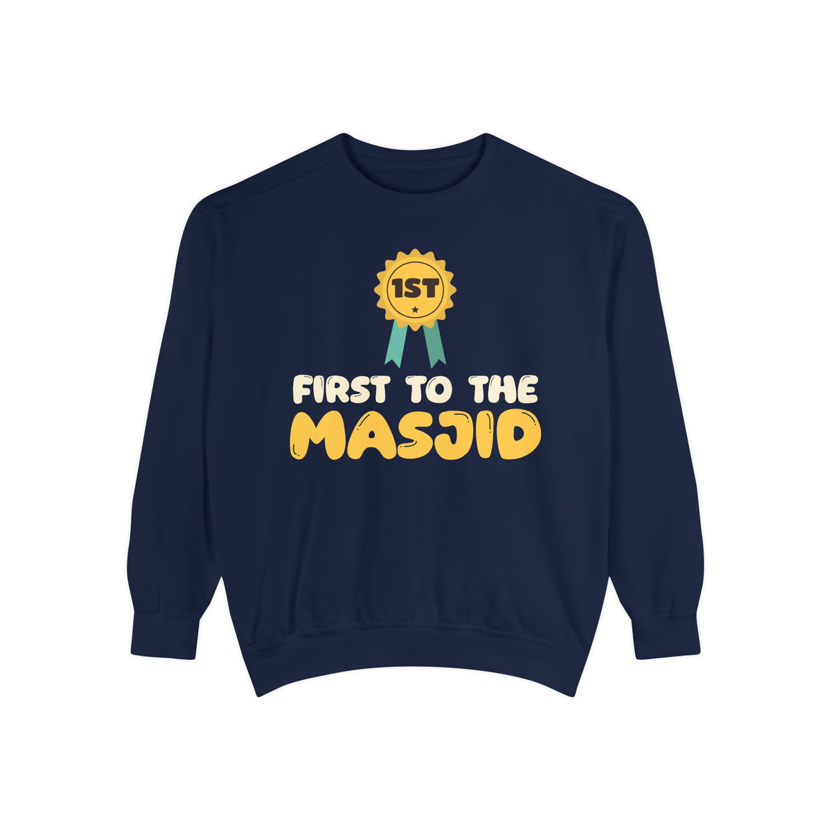 First to the Masjid Islamic Premium Sweatshirt in True Navy – AdabStars
