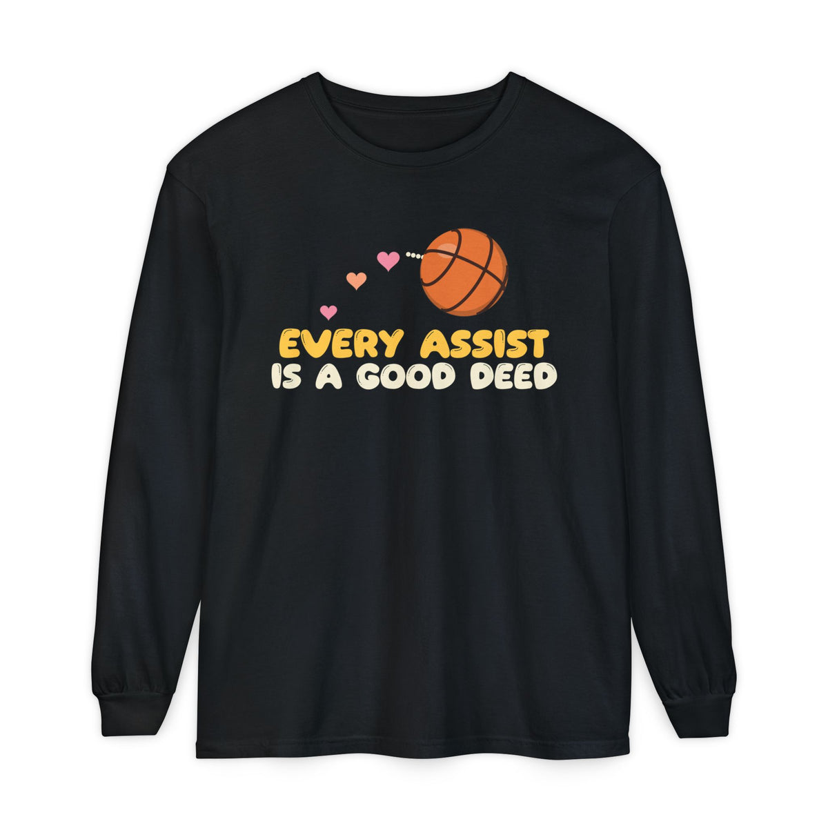 Every Assist Is A Good Deed Muslim Long Sleeve Shirt | Muslim Kids Basketball Every Assist Is A Good Deed Hearts | AdabStars Islamic Kids Apparel