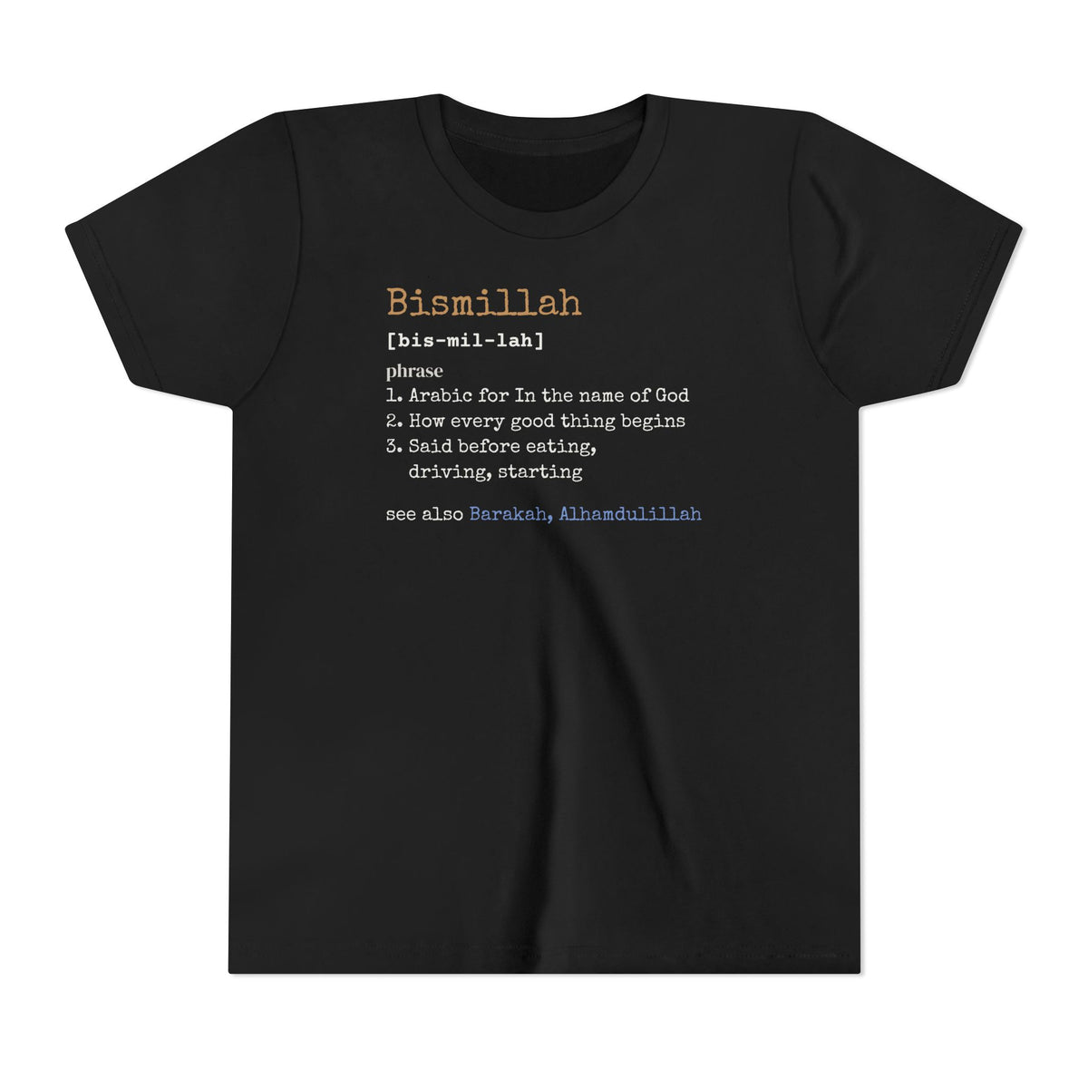 Bismillah Definition Islamic Kids T-Shirt in Black – AdabStars