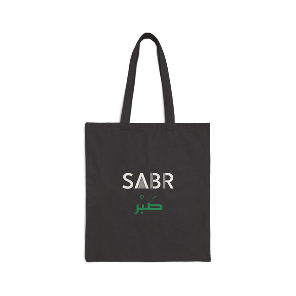 Sabr Dual Language Canvas Tote Bag in Black, one-sided print – AdabStars