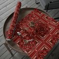 Red Tatreez Palestinian Style Gift Wrapping Paper – Traditional Embroidery Pattern for Eid, Ramadan & Special Occasions back 