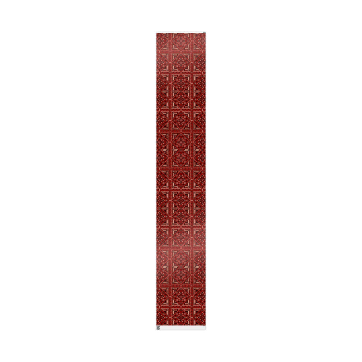 Red Tatreez Gift Wrap – flat 30 in x 180 in sheet, view 1 – Taqwa Arts