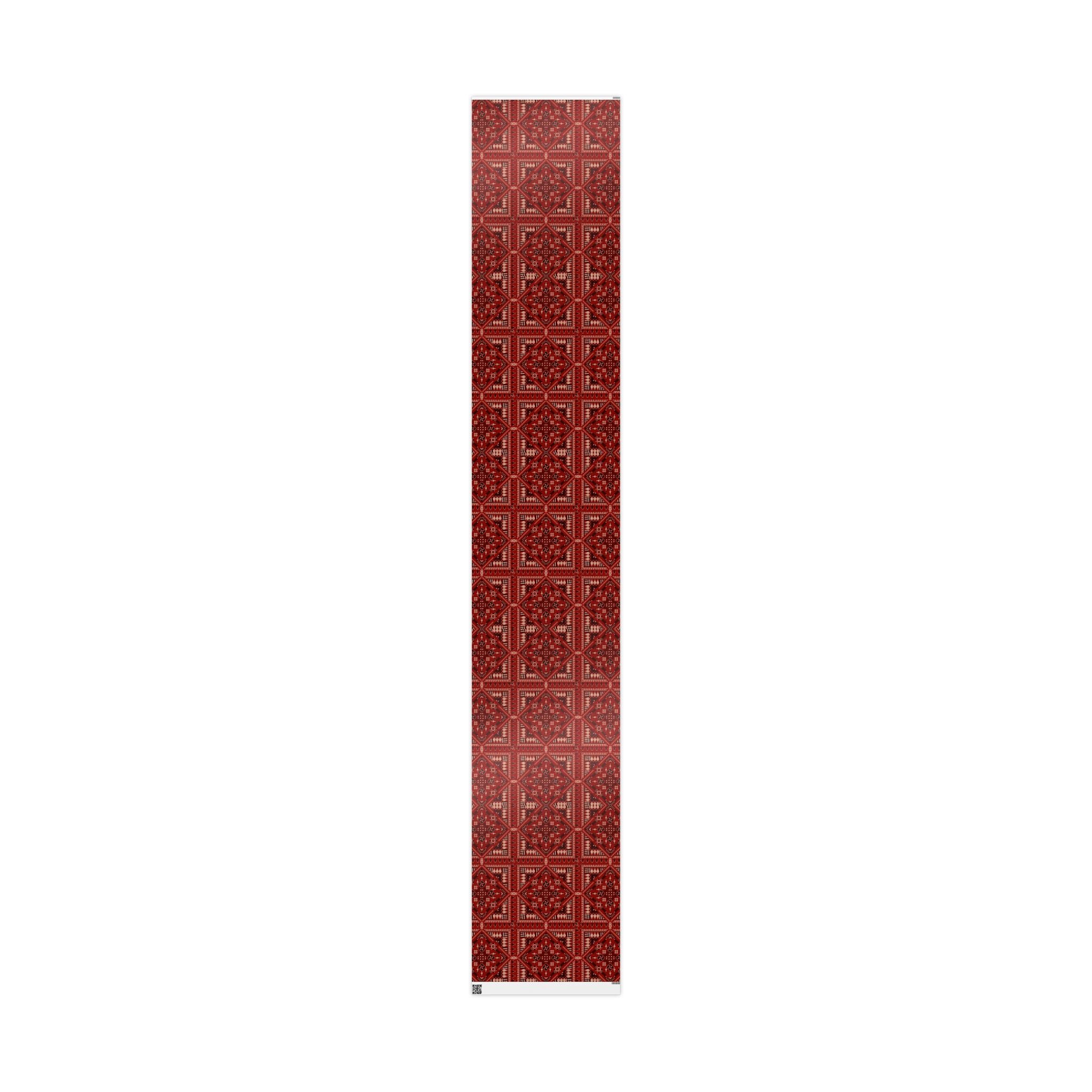 Red Tatreez Palestinian Style Gift Wrapping Paper – Traditional Embroidery Pattern for Eid, Ramadan & Special Occasions