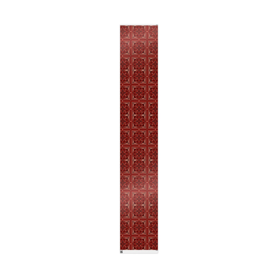 Red Tatreez Palestinian Style Gift Wrapping Paper – Traditional Embroidery Pattern for Eid, Ramadan & Special Occasions