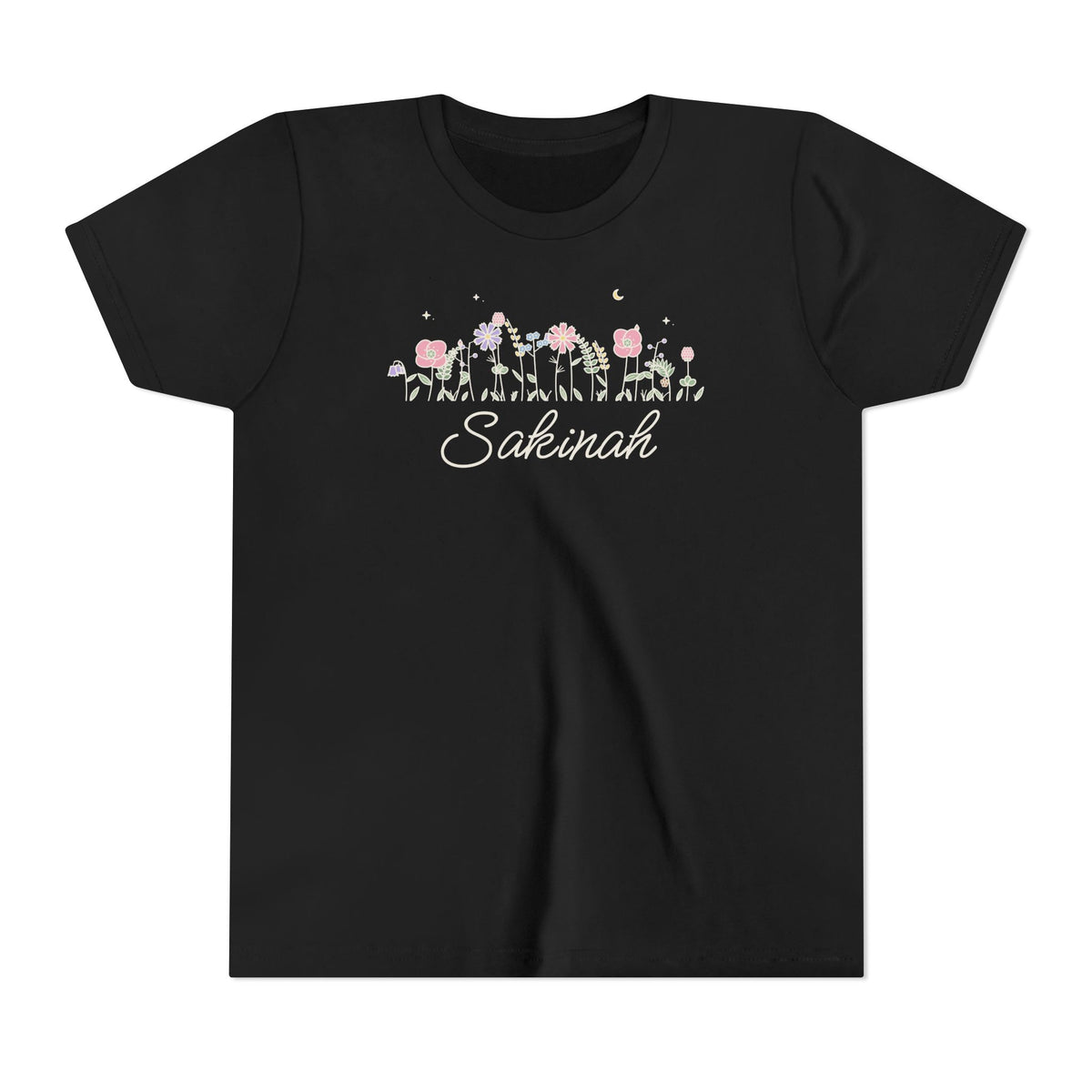 Sakinah Meadow Flowers Islamic Kids T-Shirt in Black – AdabStars