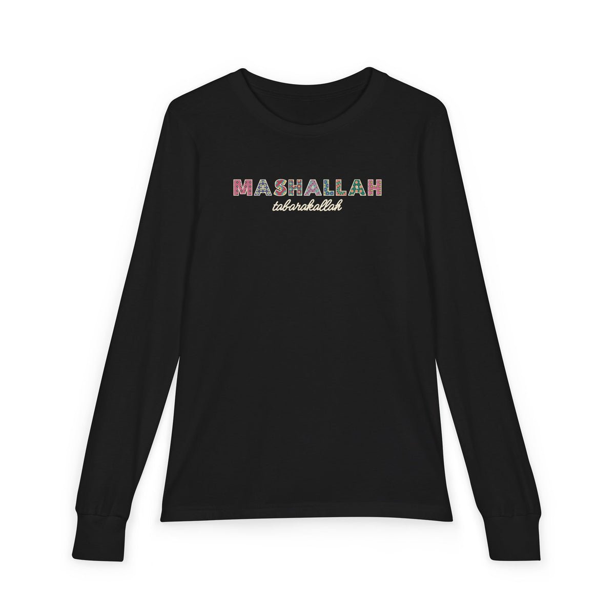 Mashallah Patterned Letters Islamic Kids Kids Long Sleeve Shirt in Black – AdabStars