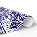 Islamic Mandala Gift Wrapping Paper – Elegant Blue & White Arabesque Design for Eid, Ramadan & Special Occasions back view – 