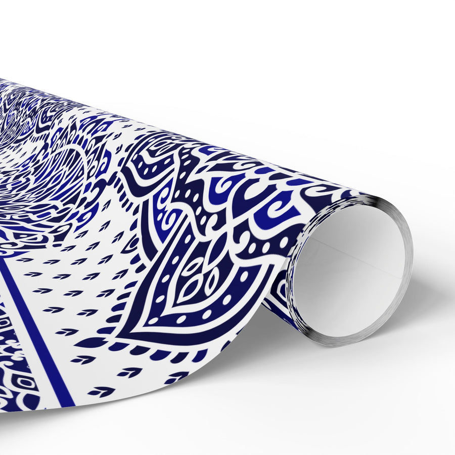 Islamic Mandala Gift Wrapping Paper – Elegant Blue & White Arabesque Design for Eid, Ramadan & Special Occasions