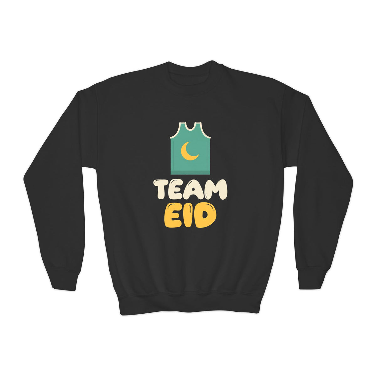 Team Eid Kids Sweatshirt | Basketball Jersey Crescent Moon Family Matching | AdabStars Islamic Apparel
