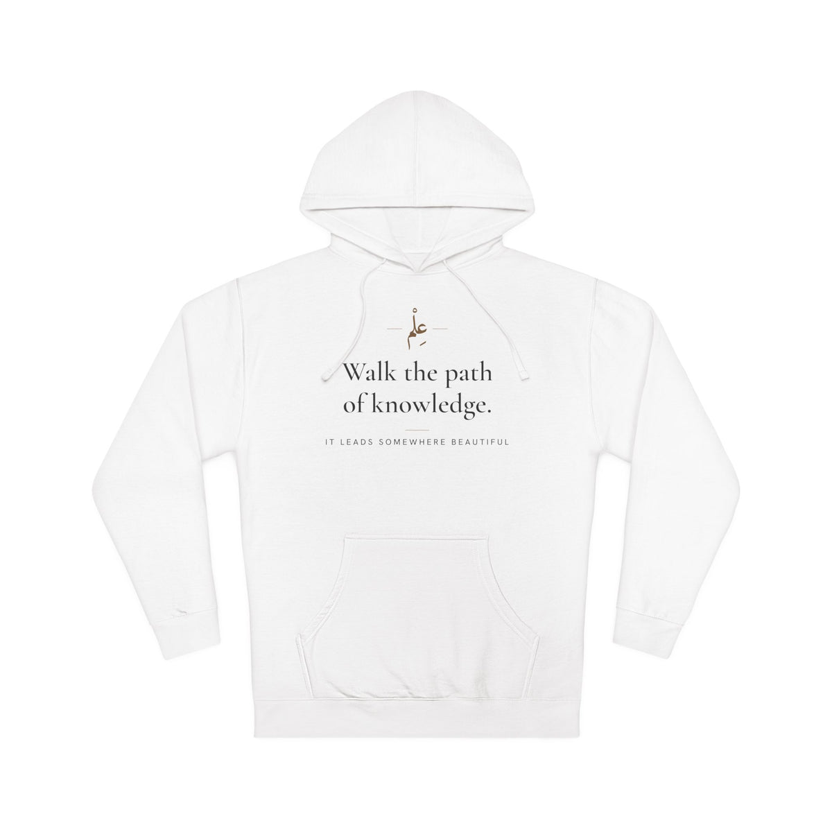 Walk the path of knowledge Islamic Hoodie in White, front and back print – AdabStars