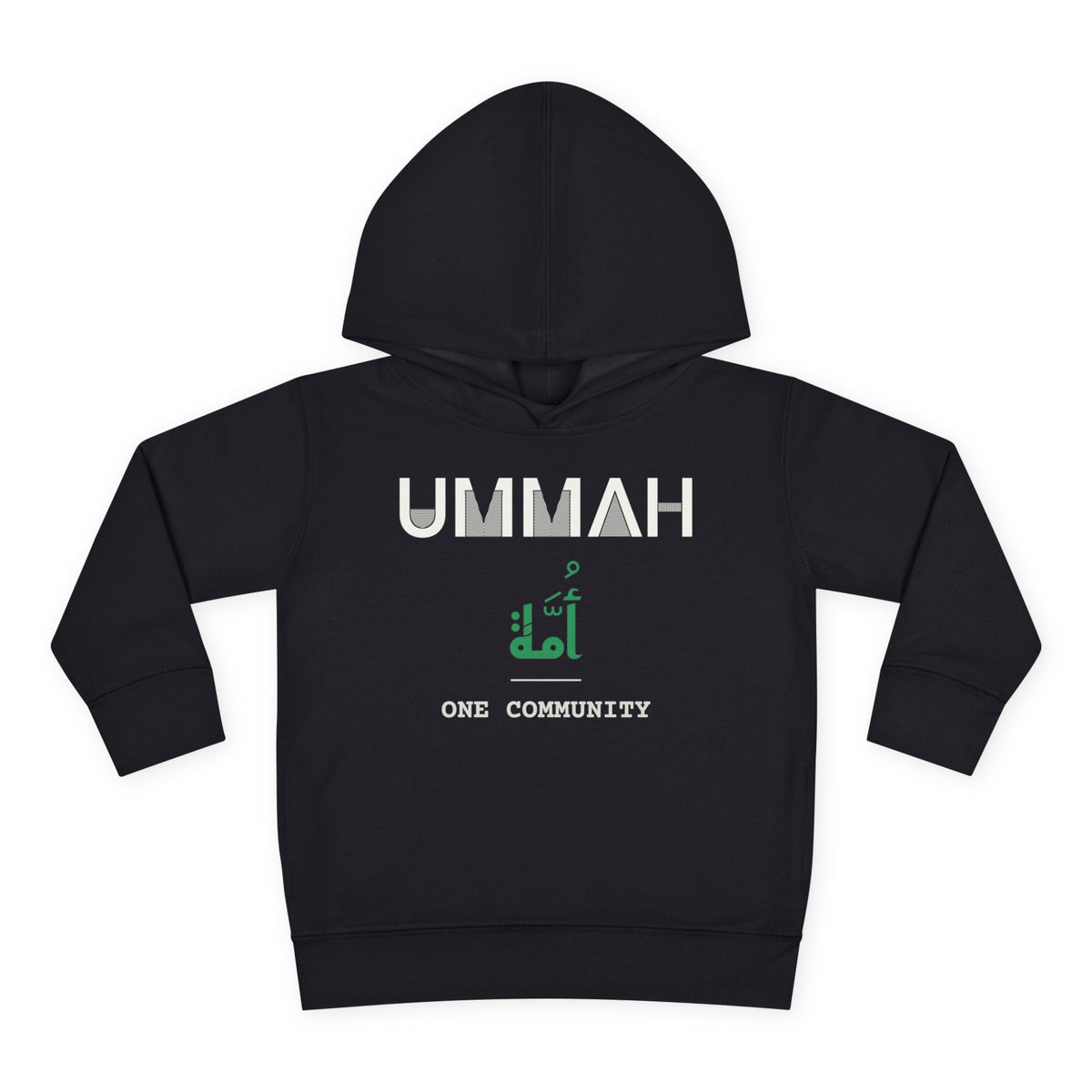 Ummah Dual Language with English Meaning Islamic Toddler Hoodie in Black – AdabStars