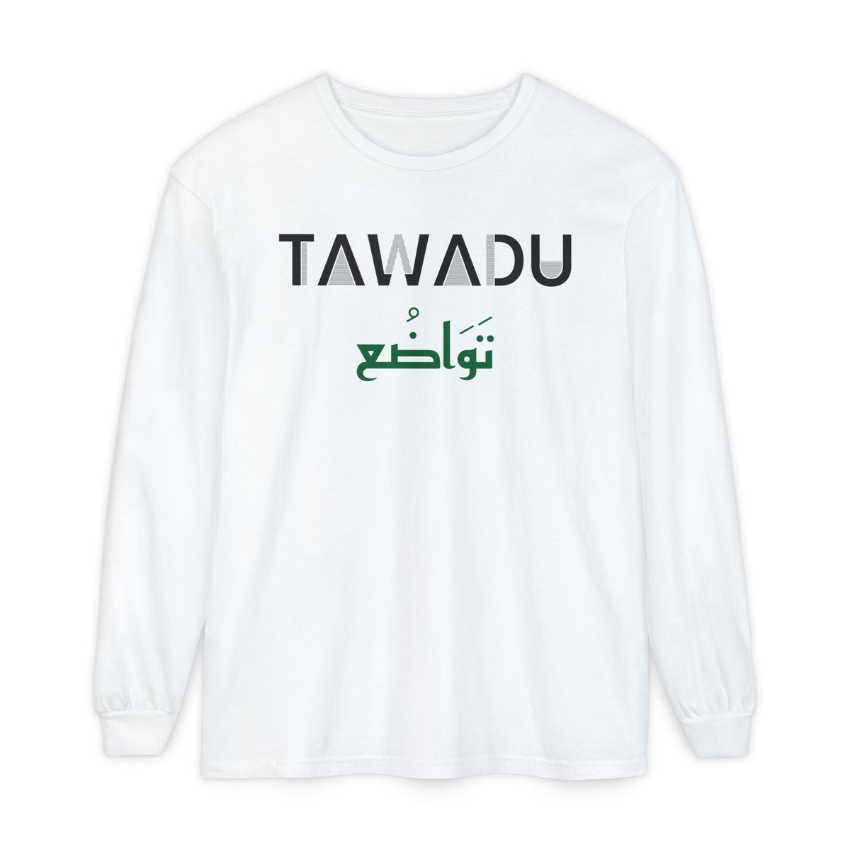 Tawadu Dual Language Islamic Heavyweight Long Sleeve Shirt in White – AdabStars
