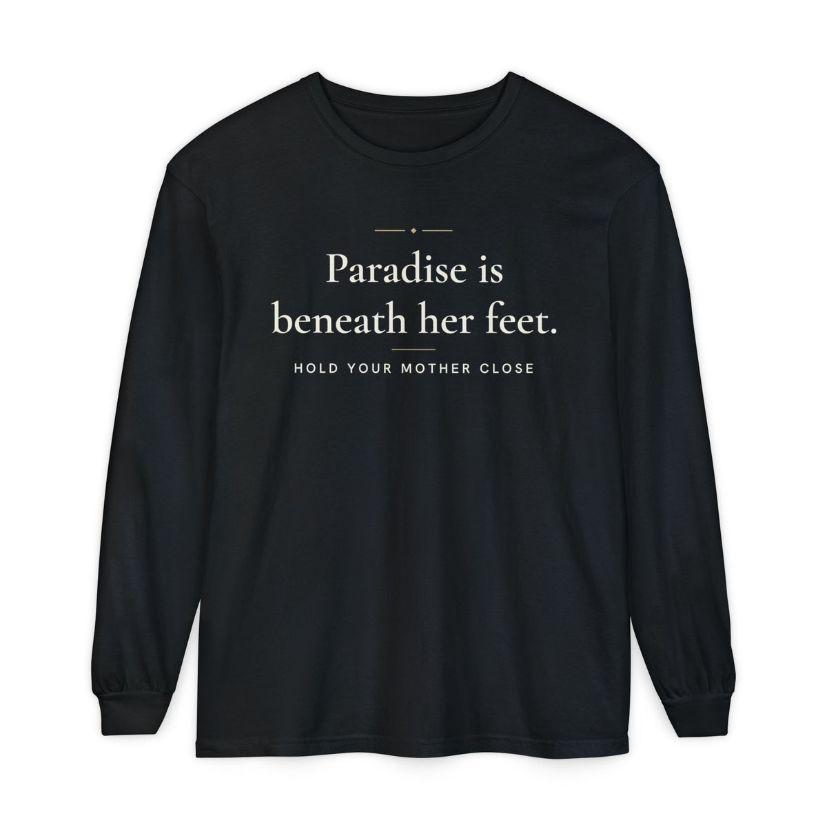 Paradise is beneath her feet Islamic Heavyweight Long Sleeve Shirt in Black – AdabStars