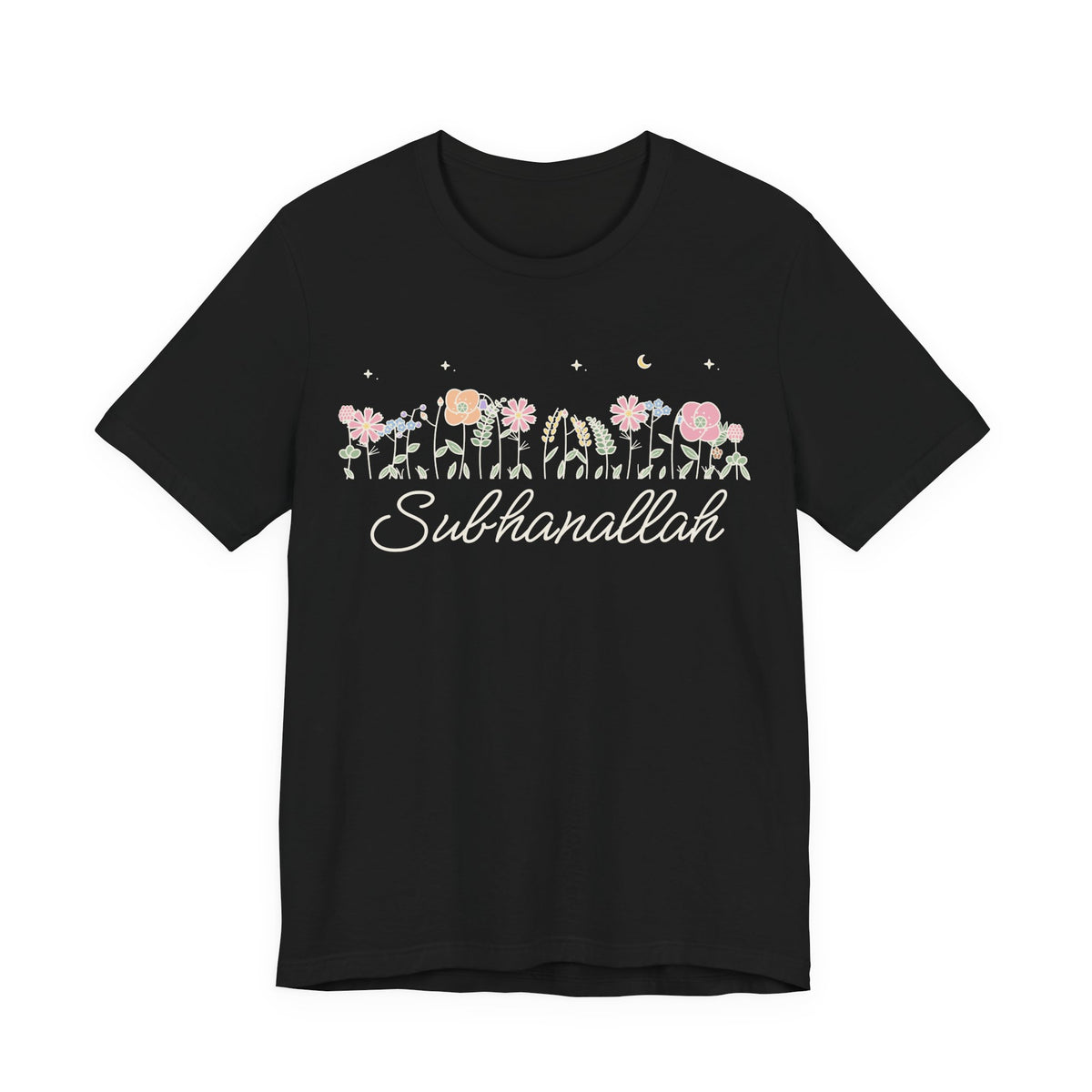 Subhanallah Meadow Flowers Islamic Unisex T-Shirt in Black – AdabStars