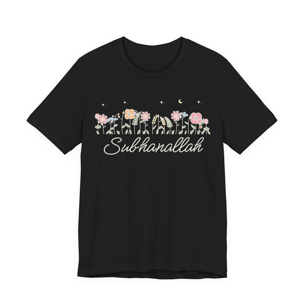 Subhanallah Meadow Flowers Islamic Unisex T-Shirt in Black – AdabStars