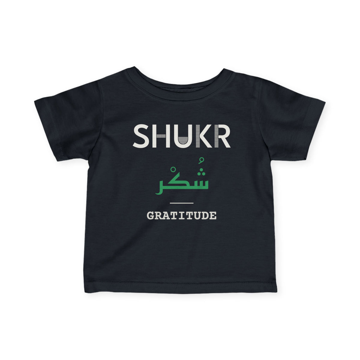 Shukr Dual Language with English Meaning Islamic Baby T-Shirt in Black – AdabStars