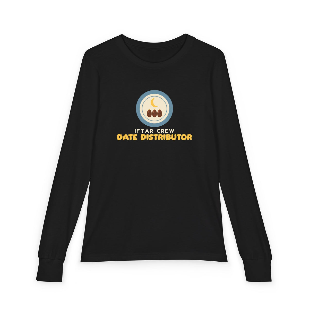 Iftar Crew: Date Distributor Kids Long Sleeve Shirt | Crew Date Distributor Ramadan Kids Sibling Set | AdabStars Islamic Kids Apparel