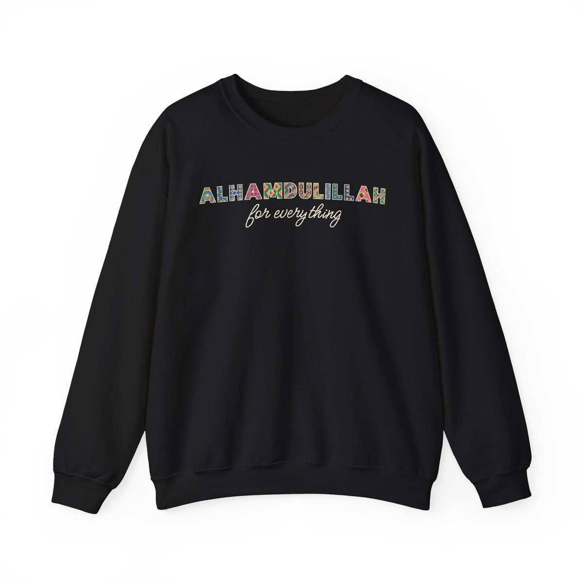Alhamdulillah Patterned Letters Islamic Crewneck Sweatshirt in Black – AdabStars