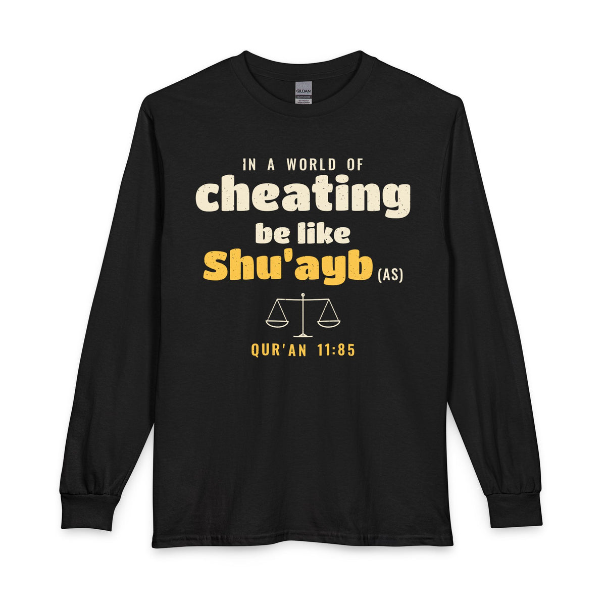 Be Like Shu'ayb (AS) Long Sleeve Shirt in Black, front and back print – AdabStars
