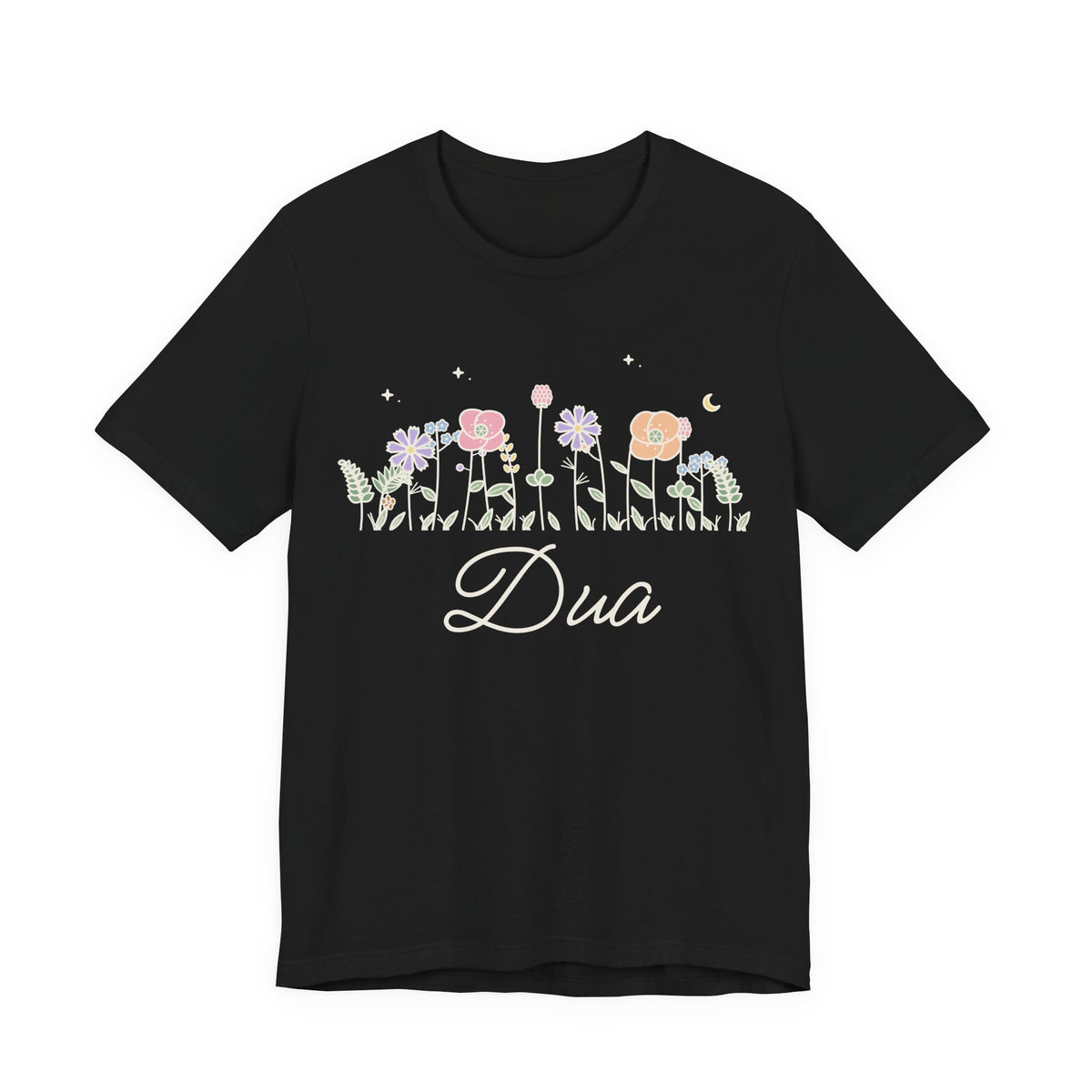 Dua Meadow Flowers Islamic Unisex T-Shirt in Black – AdabStars