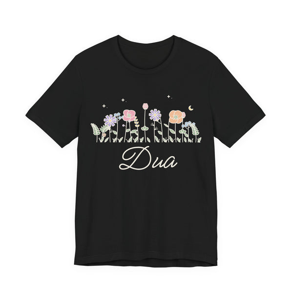 Dua Meadow Flowers Islamic Unisex T-Shirt in Black – AdabStars