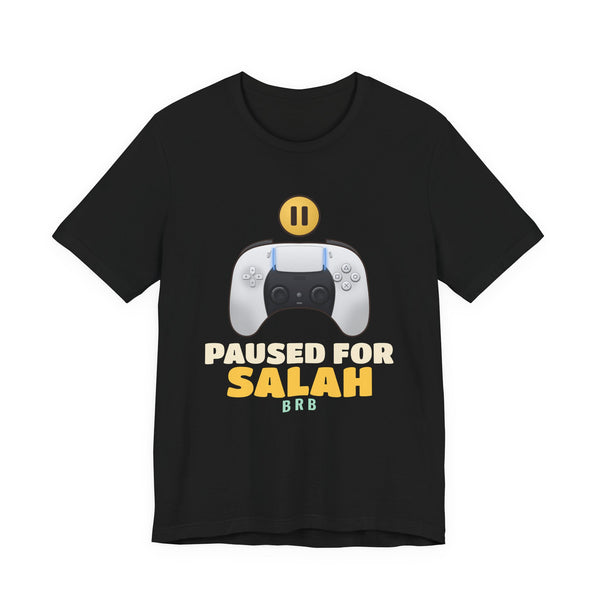 Paused for Salah White Controller Islamic Unisex T-Shirt in Black – AdabStars