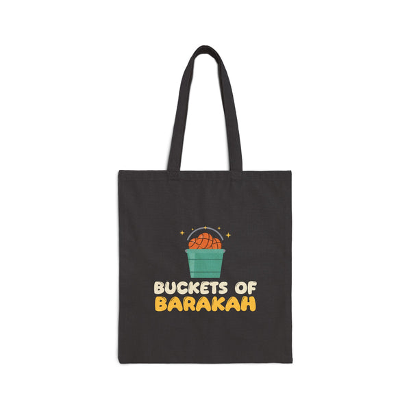 Buckets Of Barakah Canvas Tote Bag in Black, one-sided print – AdabStars
