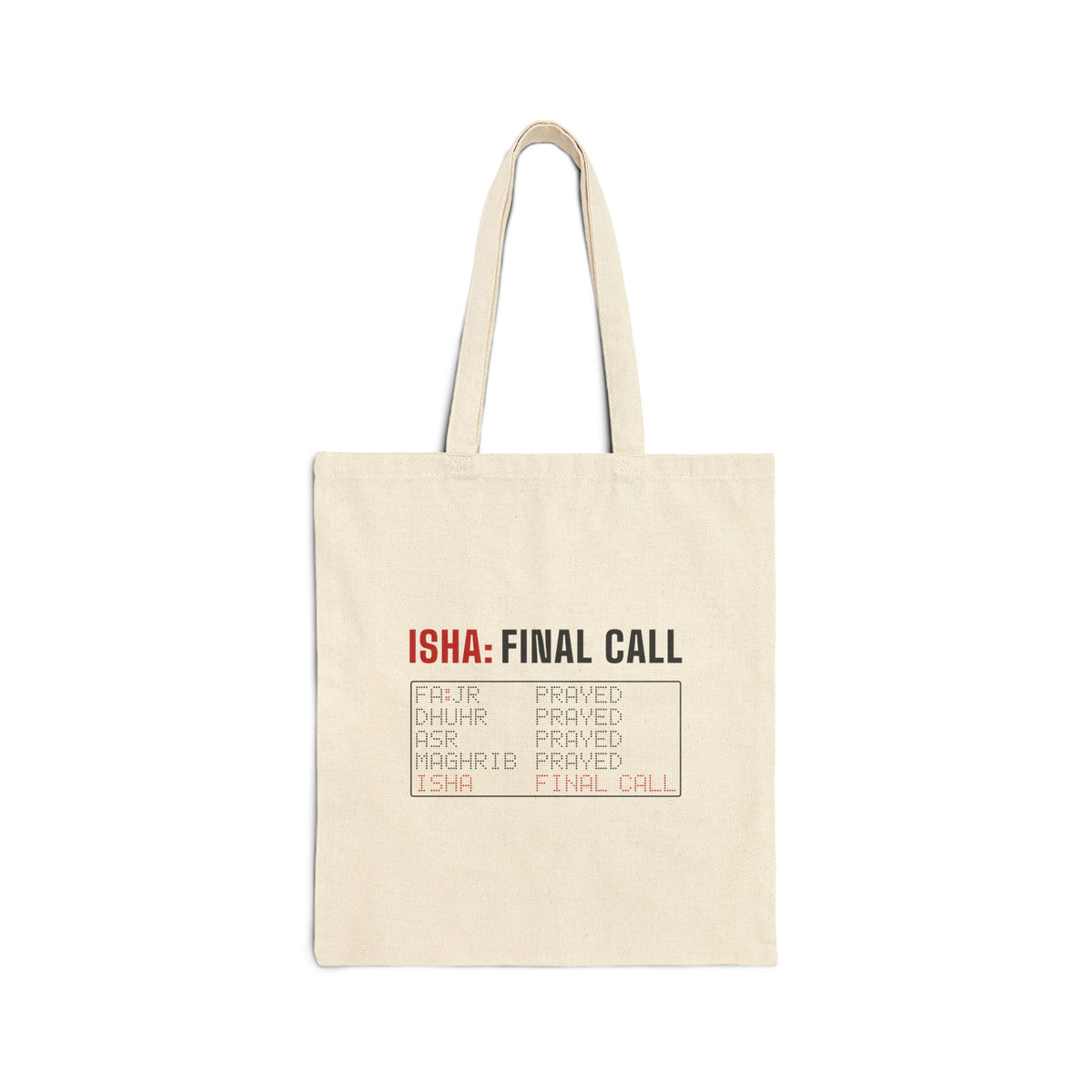 Isha: Final Call Islamic Canvas Tote Bag in Natural, double-sided print – AdabStars