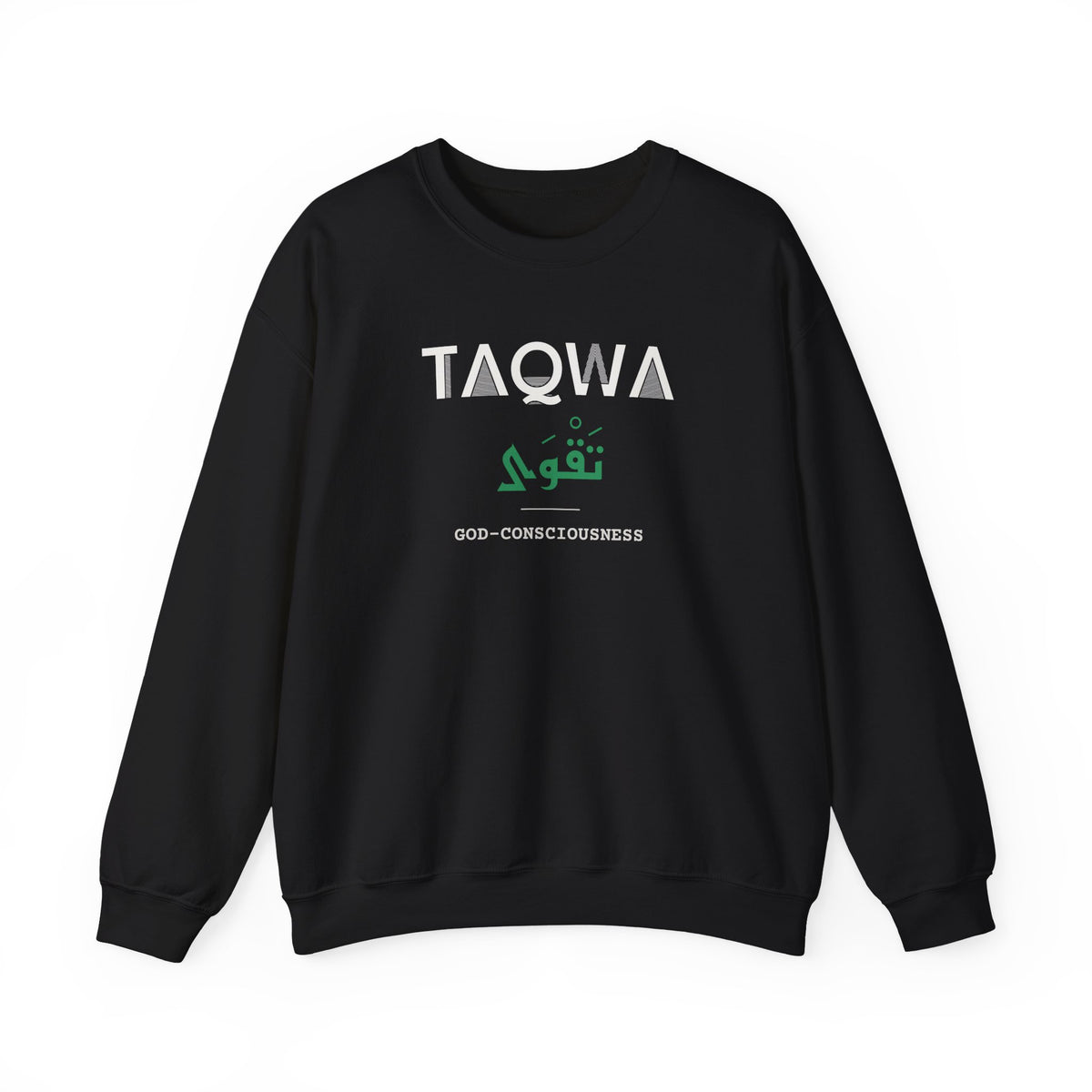Taqwa Dual Language with English Meaning Islamic Crewneck Sweatshirt in Black – AdabStars