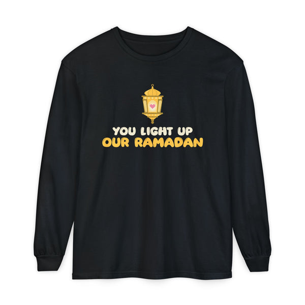 You Light Up Our Ramadan Heavyweight Long Sleeve Shirt in Black – AdabStars