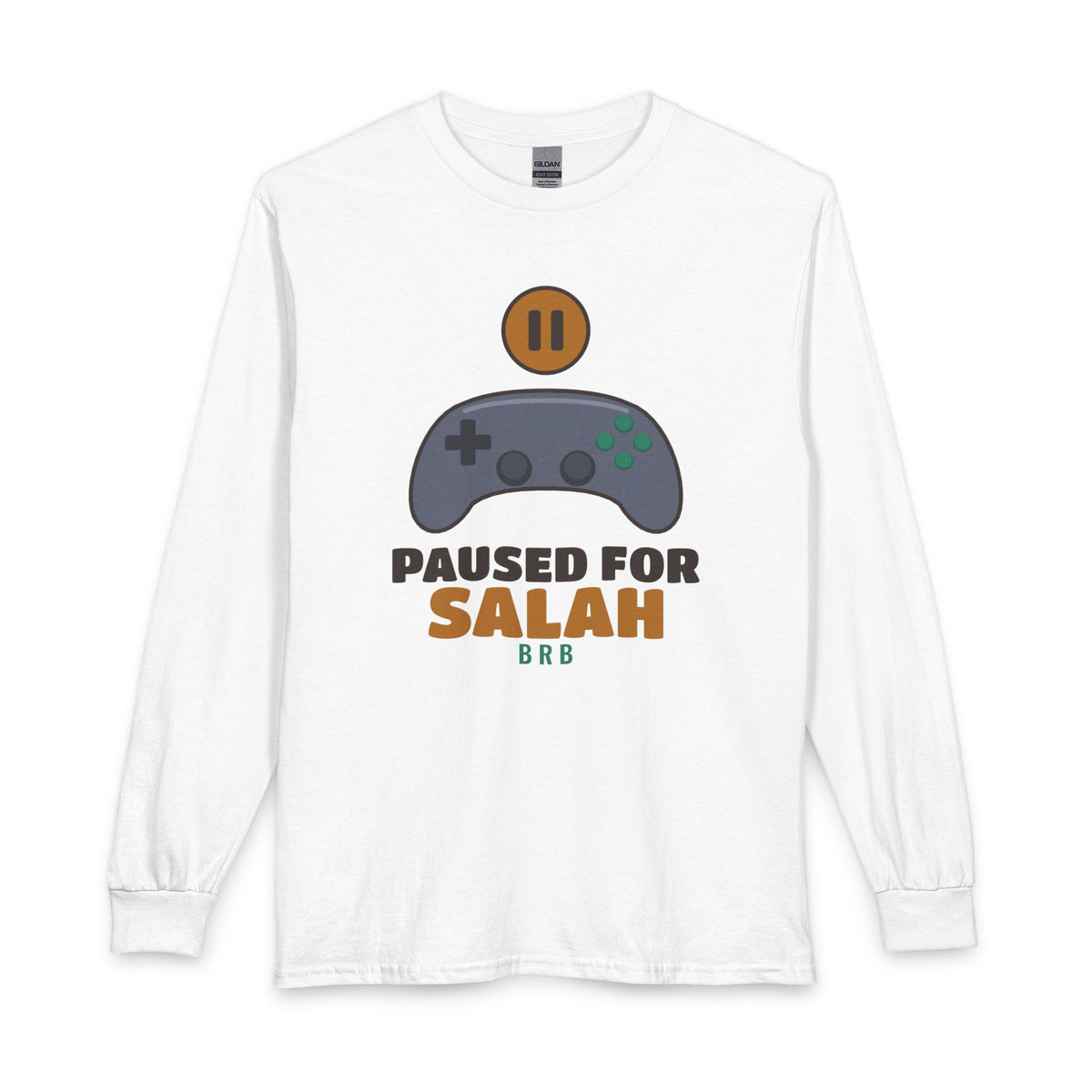 Paused for Salah Islamic Long Sleeve Shirt in White – AdabStars