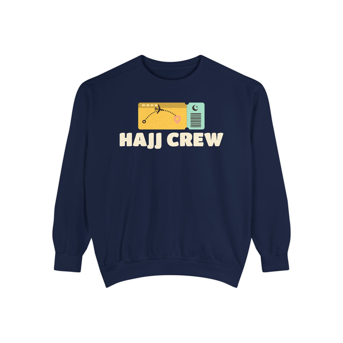Hajj Crew Islamic Sweatshirt | Matching Group Travel Flight Ticket Muslim Pilgrim | AdabStars Islamic Apparel
