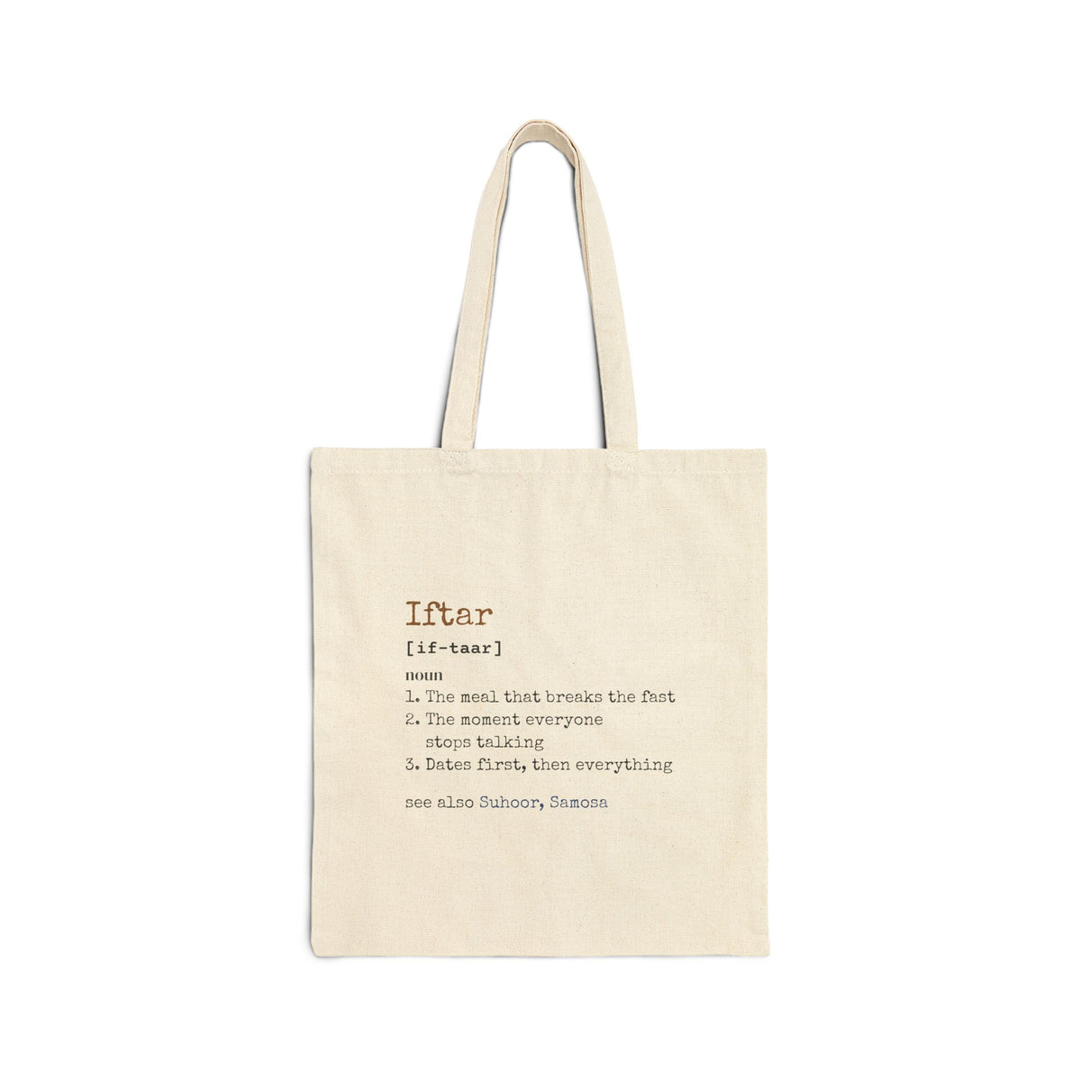 Iftar Definition Canvas Tote Bag in Natural, double-sided print – AdabStars