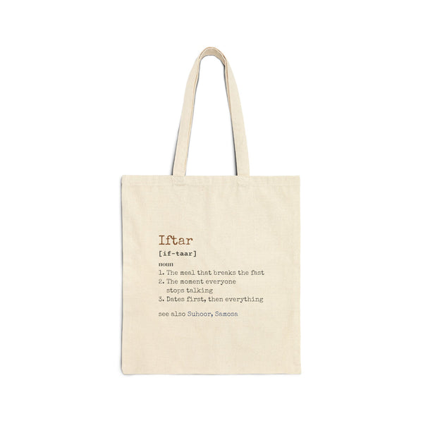 Iftar Definition Double-Sided Tote Bag | Ramadan Funny Muslim Fast Breaking Meal | AdabStars Islamic Gifts