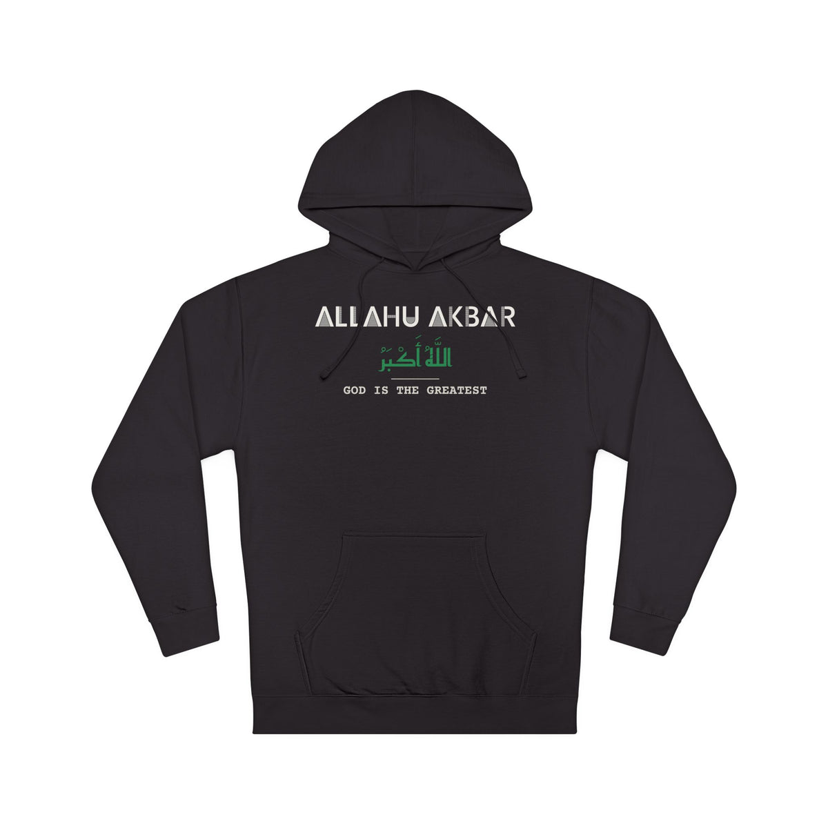 Allahu Akbar Dual Language with English Meaning Islamic Hoodie in Black – AdabStars
