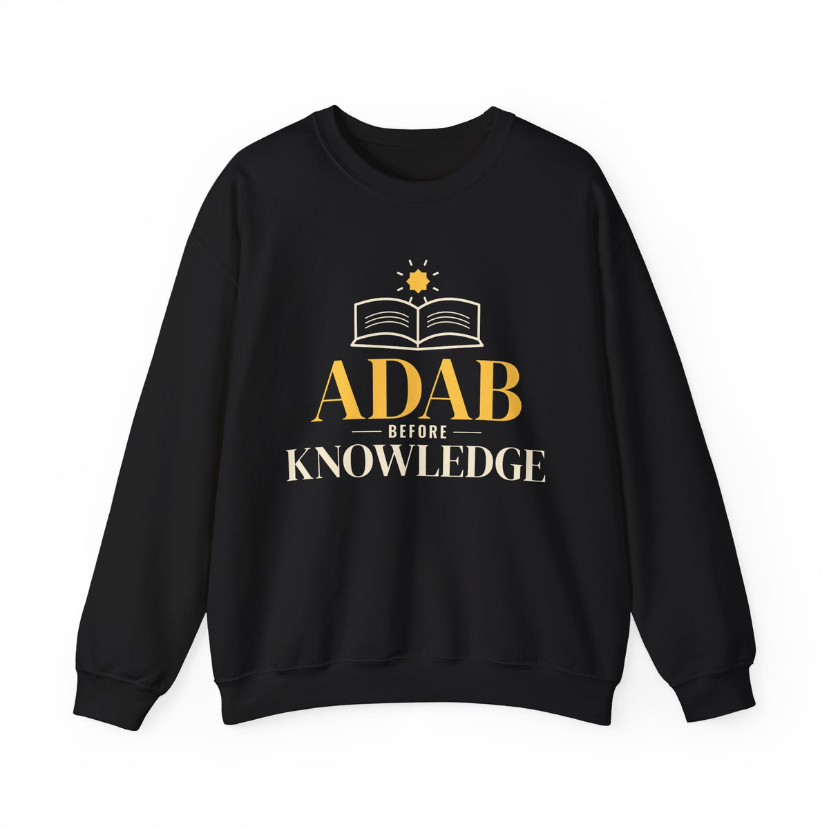 Adab Before Knowledge Islamic Crewneck Sweatshirt in Black – AdabStars