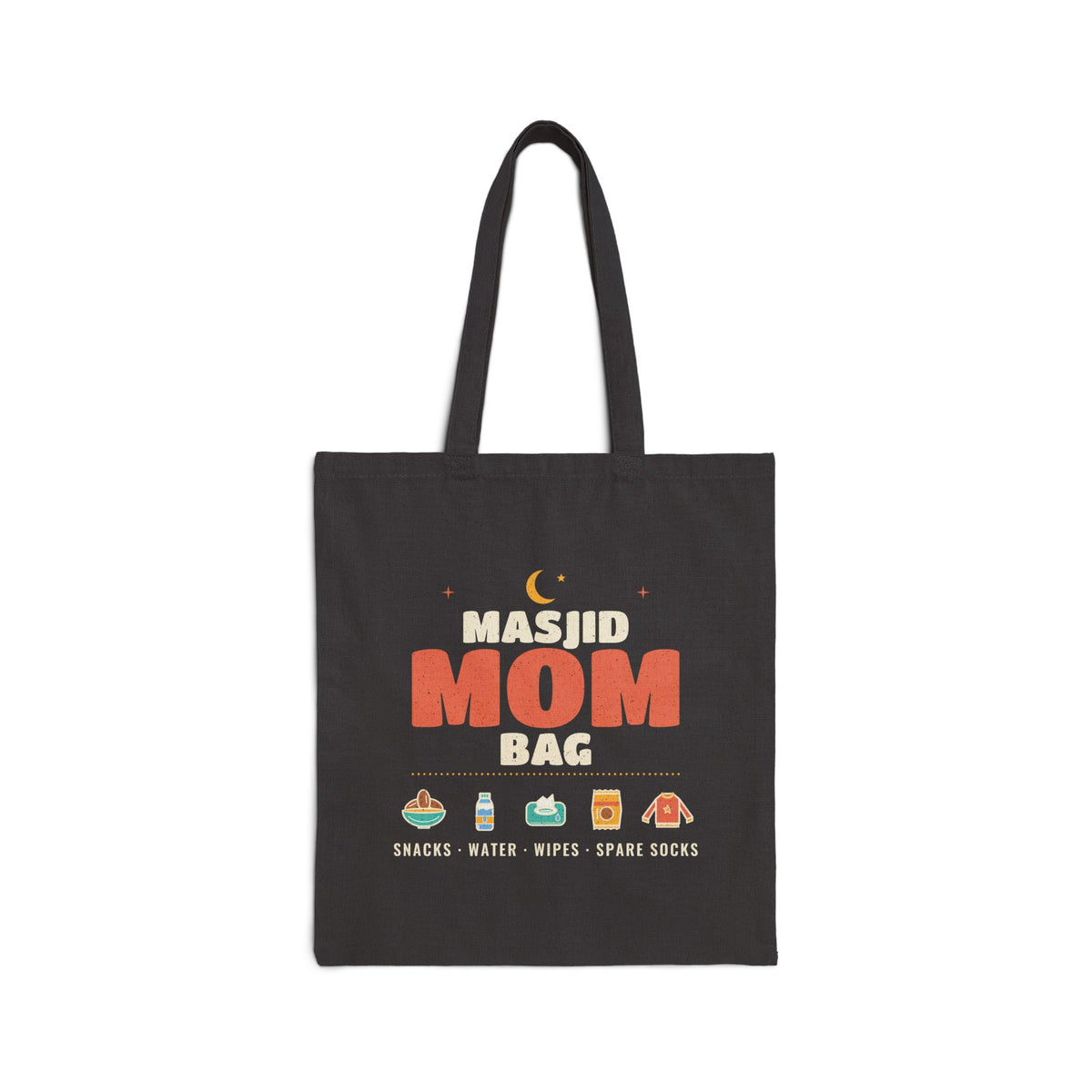 Masjid Mom Bag Canvas Tote Bag in Black, double-sided print – AdabStars