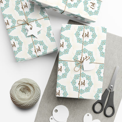 Wrapping Paper - Eid Mubarak Islamic Art Crescent Moon Stars Floral and Masjid Gift Wrap Papers