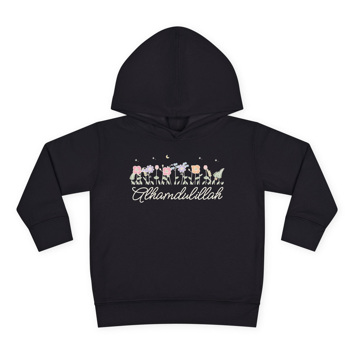 Alhamdulillah Meadow Flowers Islamic Toddler Hoodie in Black – AdabStars